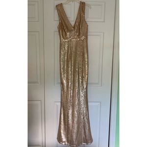 Lulu’s Blush Pink Sequins Long Maxi Dress Wedding Formal Tank Sleeveless